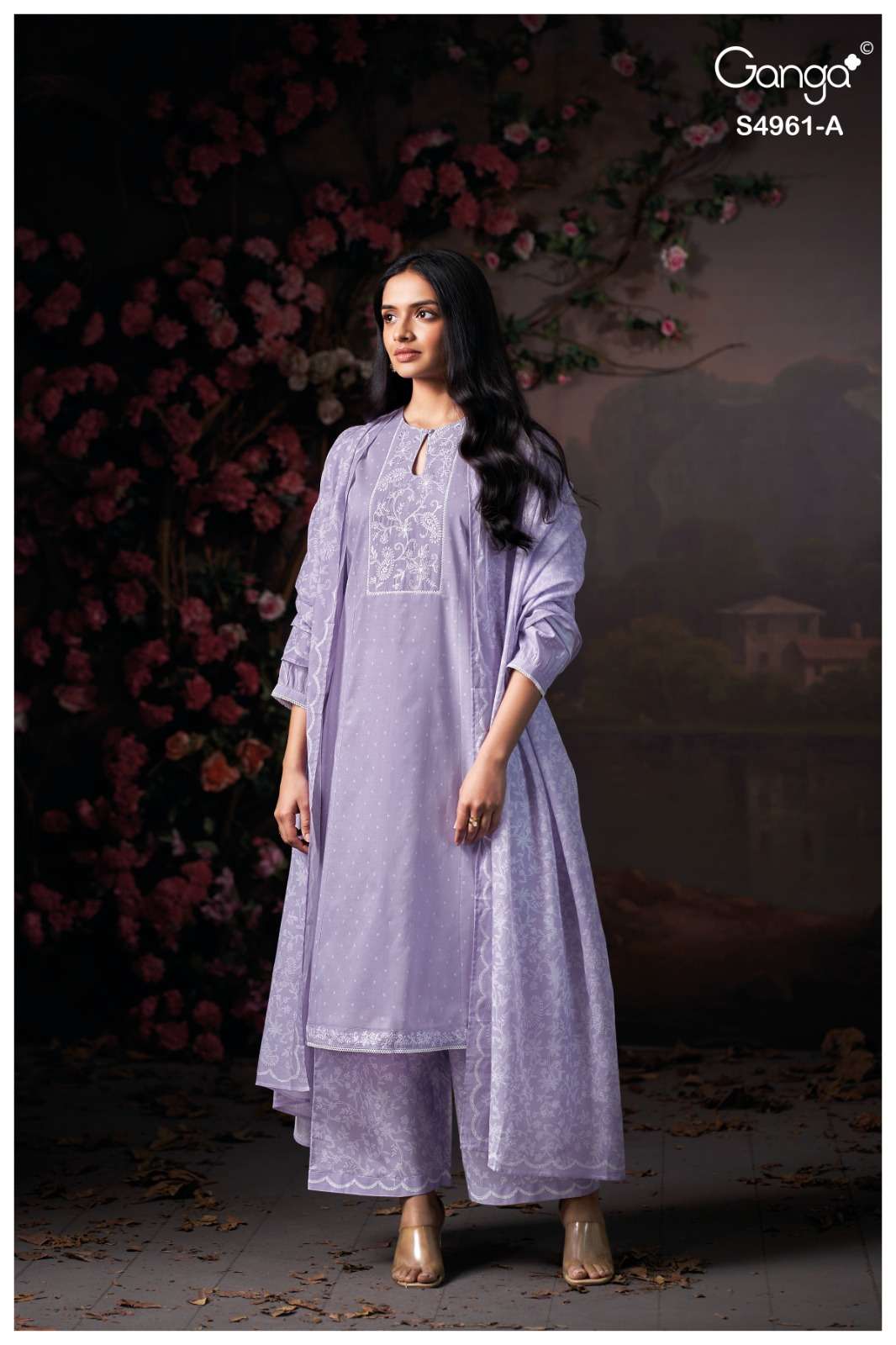 Ganga Fashion Griselda 4961 Premium Cotton Embroidered Dress Material