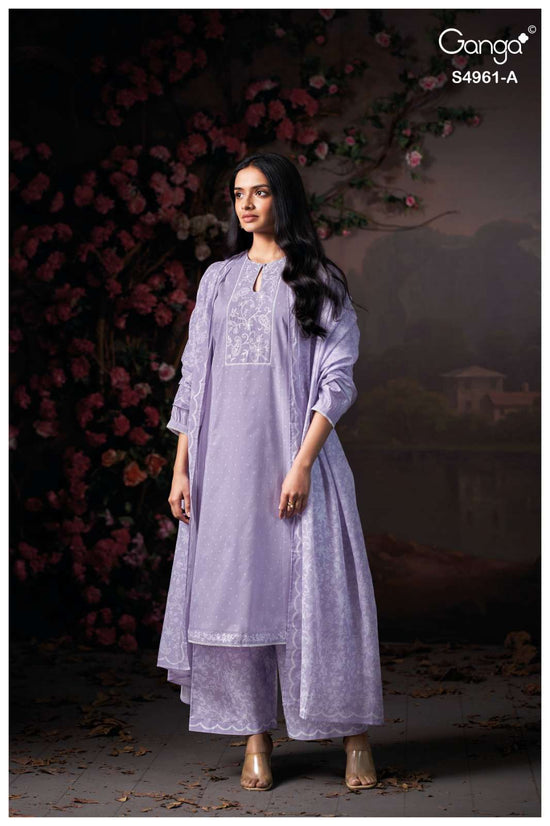 Ganga Fashion Griselda 4961 Premium Cotton Embroidered Dress Material