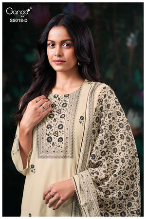 Ganga Fashion Grishya 5018 Premium Cotton Handwork Designer Dress Material