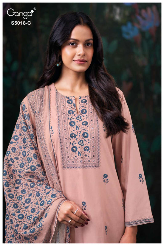 Ganga Fashion Grishya 5018 Premium Cotton Handwork Designer Dress Material - Amrah Wholesale