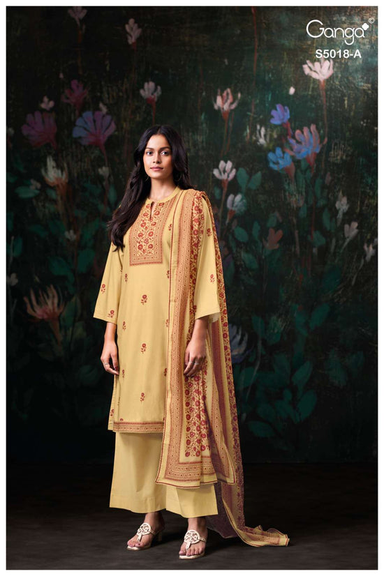 Ganga Fashion Grishya 5018 Premium Cotton Handwork Designer Dress Material - Amrah Wholesale