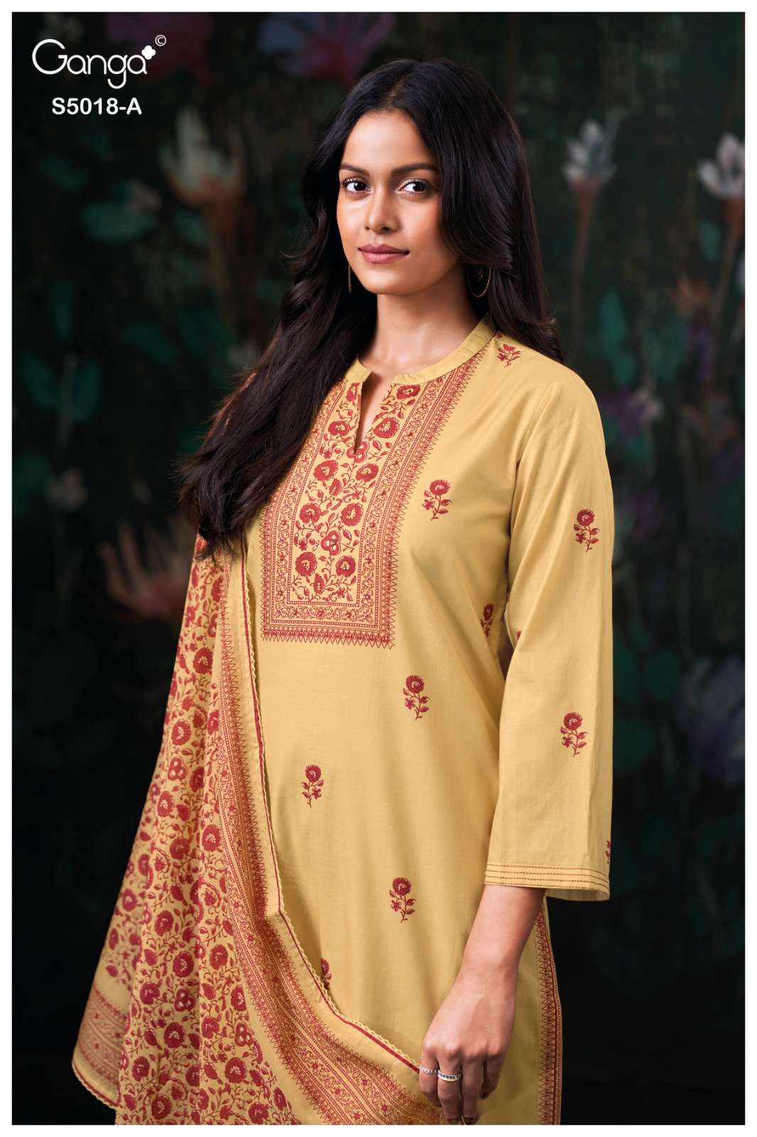 Ganga Fashion Grishya 5018 Premium Cotton Handwork Designer Dress Material - Amrah Wholesale