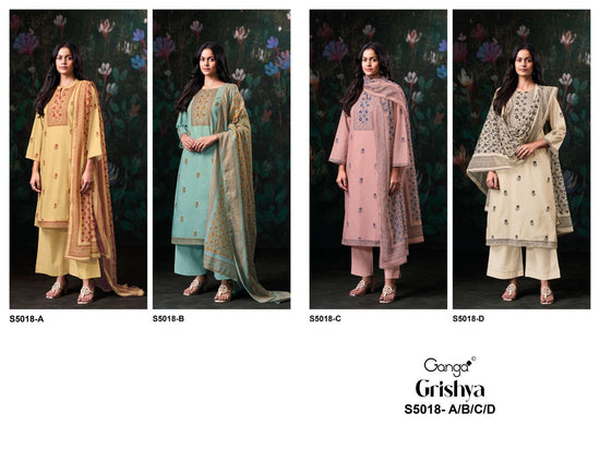 Ganga Fashion Grishya 5018 Premium Cotton Handwork Designer Dress Material - Amrah Wholesale