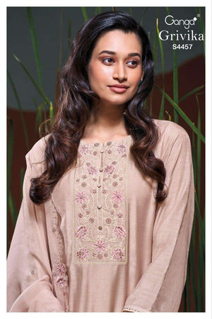 Ganga Fashion Grivika 4457 Pure Bemberg Silk Dress Material