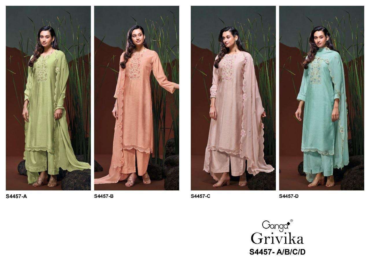 Ganga Fashion Grivika 4457 Pure Bemberg Silk Dress Material