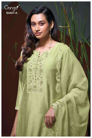 Ganga Fashion Grivika 4457 Pure Bemberg Silk Dress Material