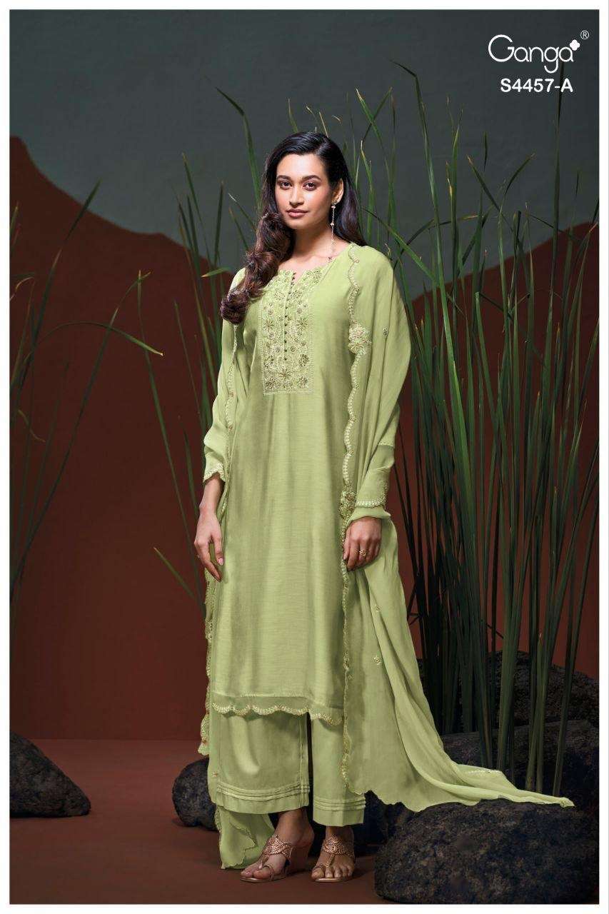 Ganga Fashion Grivika 4457 Pure Bemberg Silk Dress Material