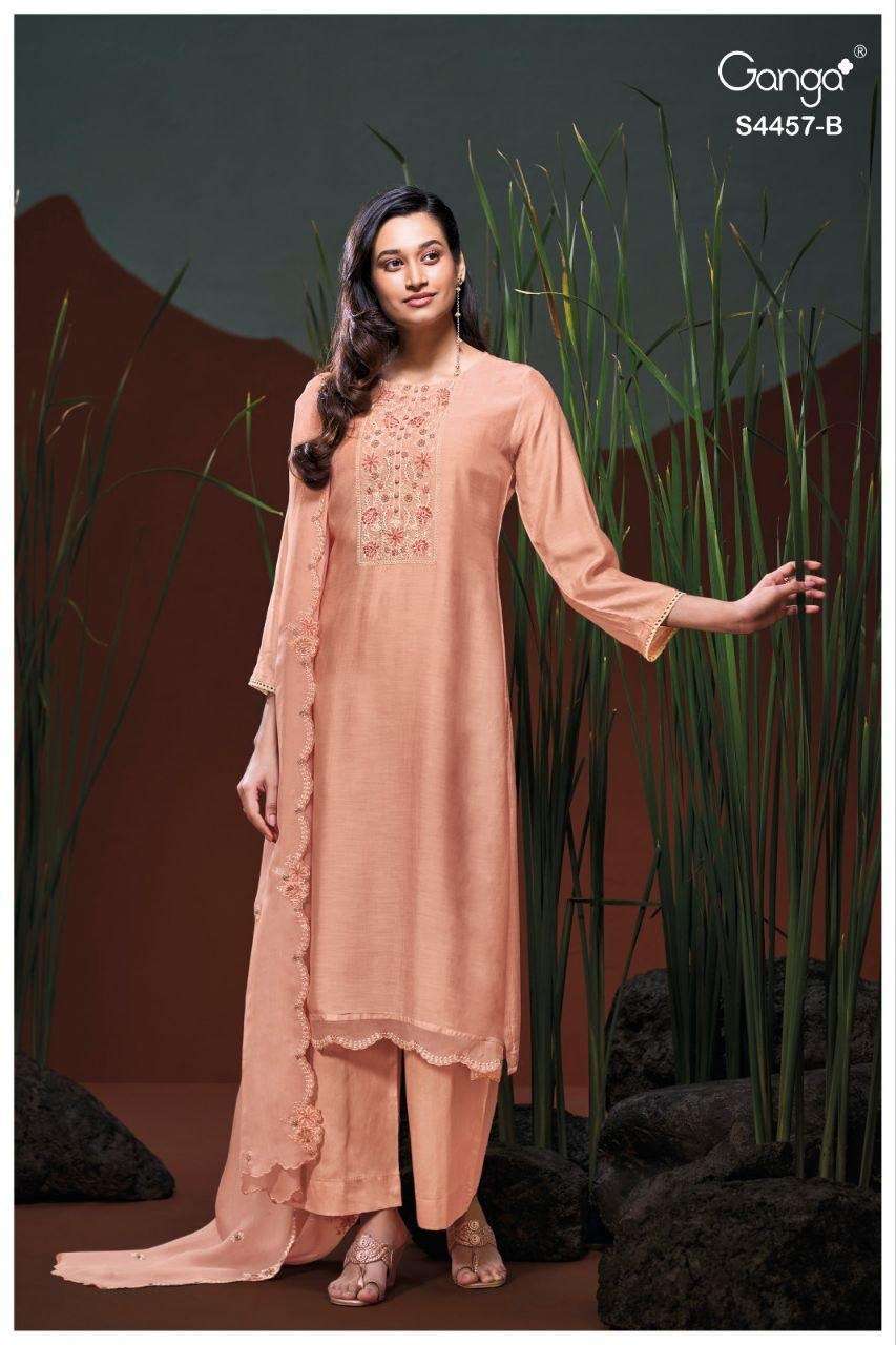 Ganga Fashion Grivika 4457 Pure Bemberg Silk Dress Material