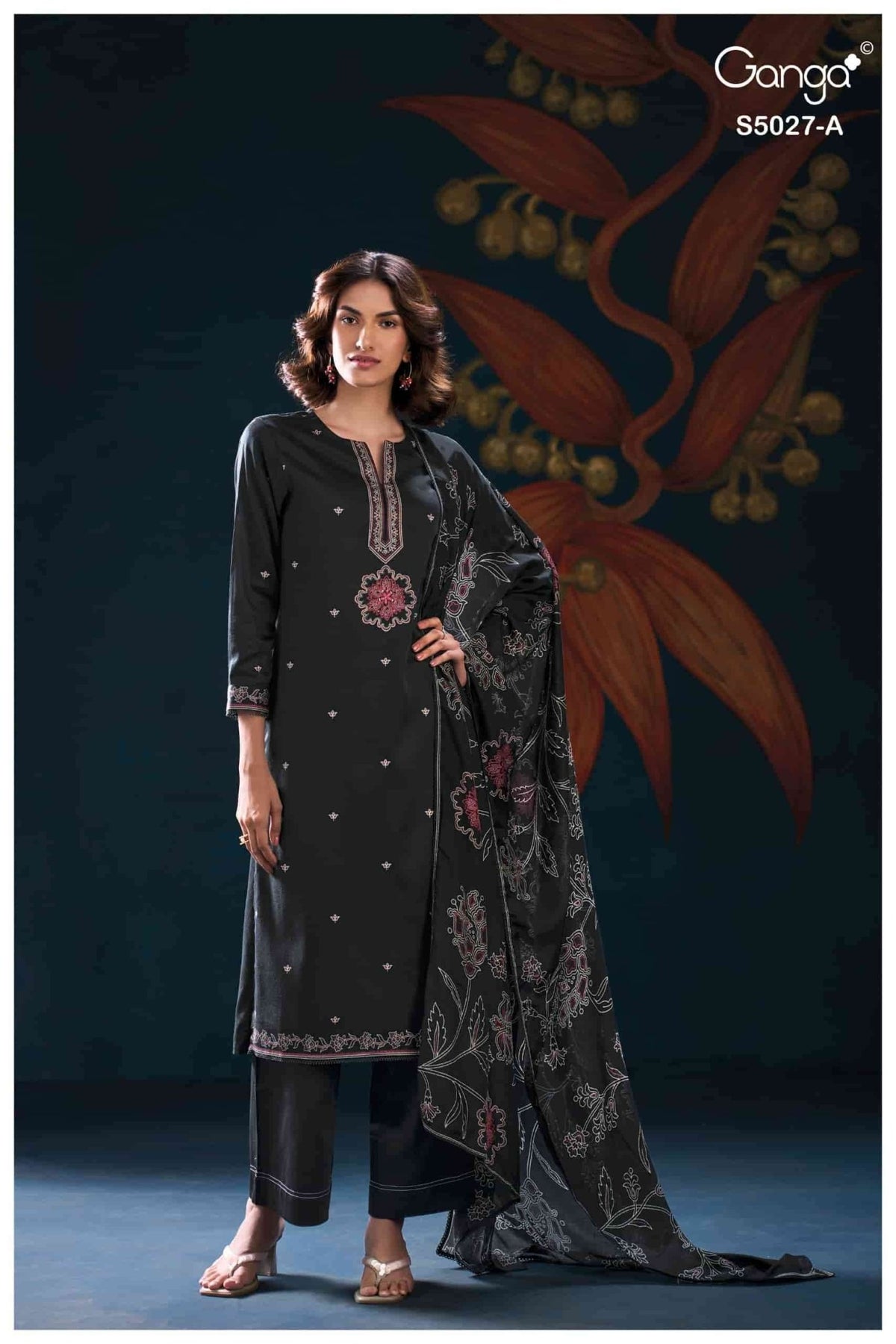 Ganga Fashion Gulrukh 5027 Premium Cotton Satin Dress Material - Amrah Wholesale