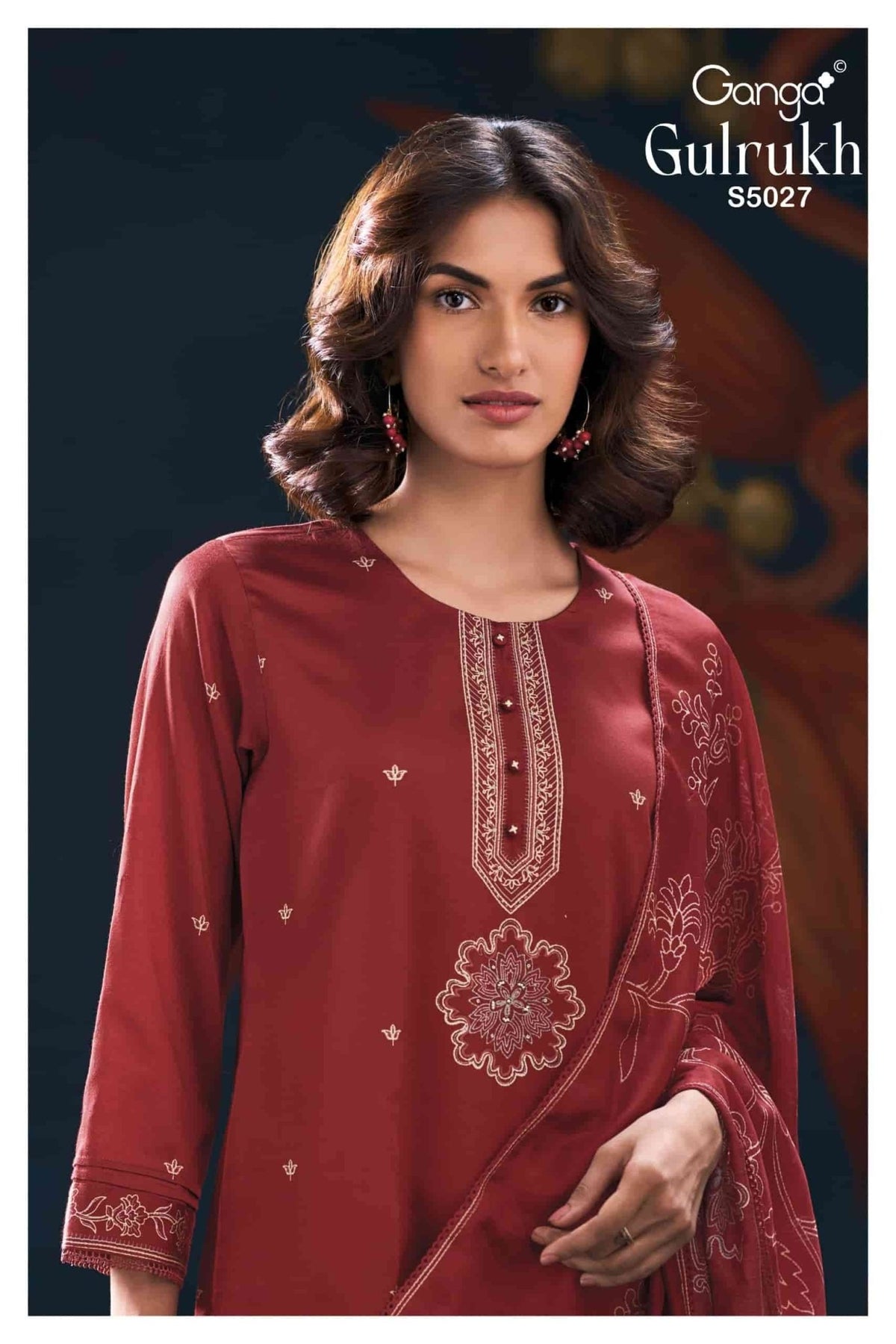 Ganga Fashion Gulrukh 5027 Premium Cotton Satin Dress Material - Amrah Wholesale