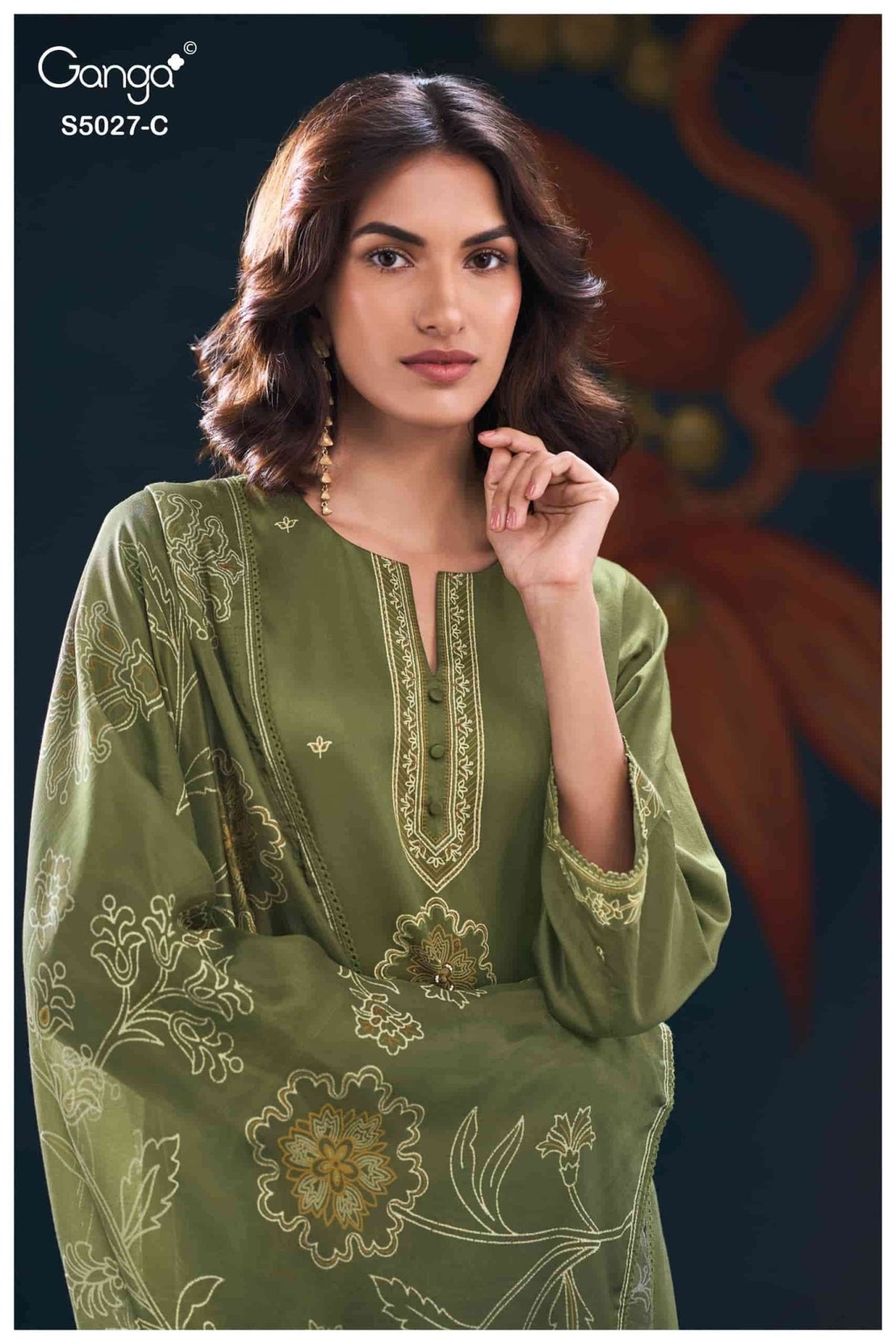 Ganga Fashion Gulrukh 5027 Premium Cotton Satin Dress Material - Amrah Wholesale