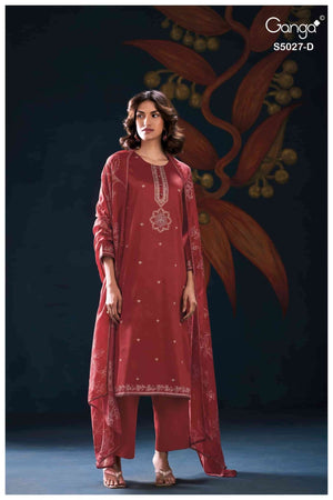 Ganga Fashion Gulrukh 5027 Premium Cotton Satin Dress Material - Amrah Wholesale