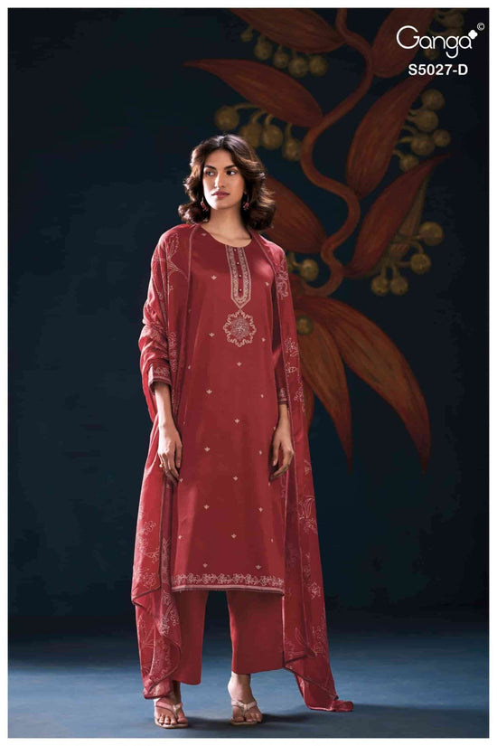 Ganga Fashion Gulrukh 5027 Premium Cotton Satin Dress Material - Amrah Wholesale