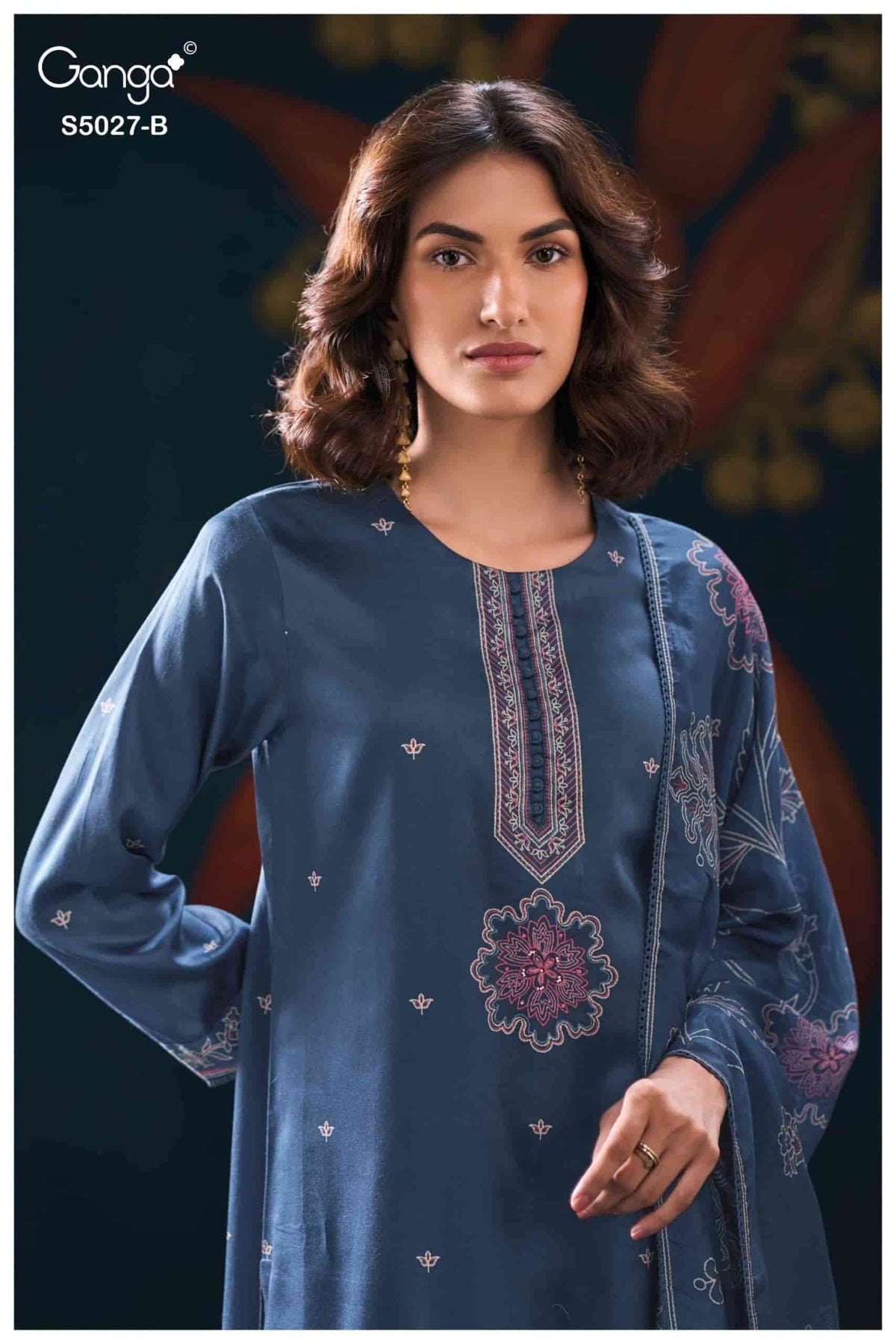 Ganga Fashion Gulrukh 5027 Premium Cotton Satin Dress Material - Amrah Wholesale
