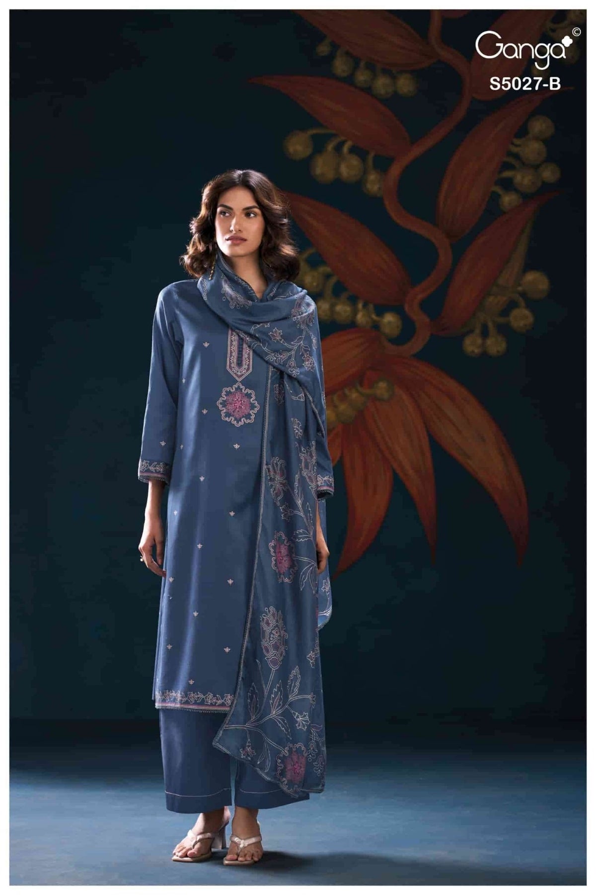 Ganga Fashion Gulrukh 5027 Premium Cotton Satin Dress Material - Amrah Wholesale