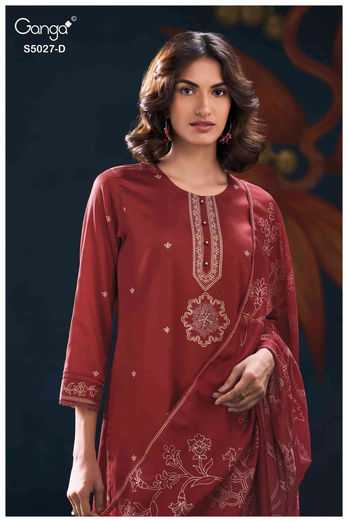 Ganga Fashion Gulrukh 5027 Premium Cotton Satin Dress Material - Amrah Wholesale