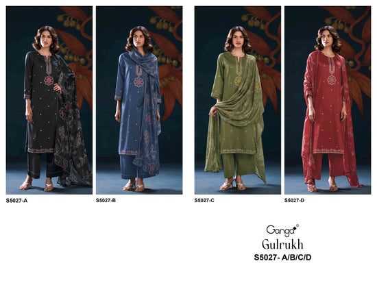 Ganga Fashion Gulrukh 5027 Premium Cotton Satin Dress Material - Amrah Wholesale