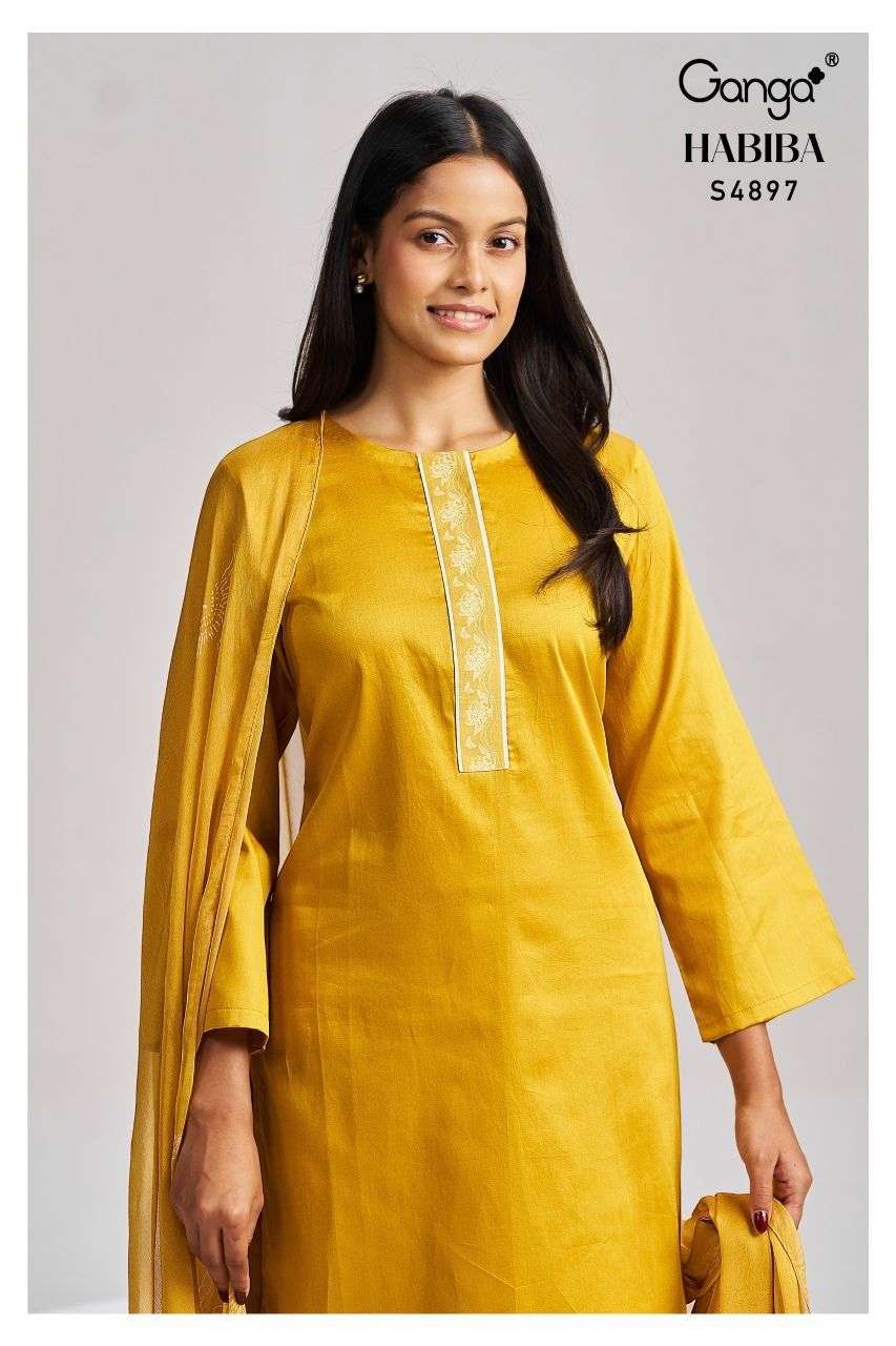 Ganga Fashion Habiba 4897 Cotton Satin Dress Material Collection