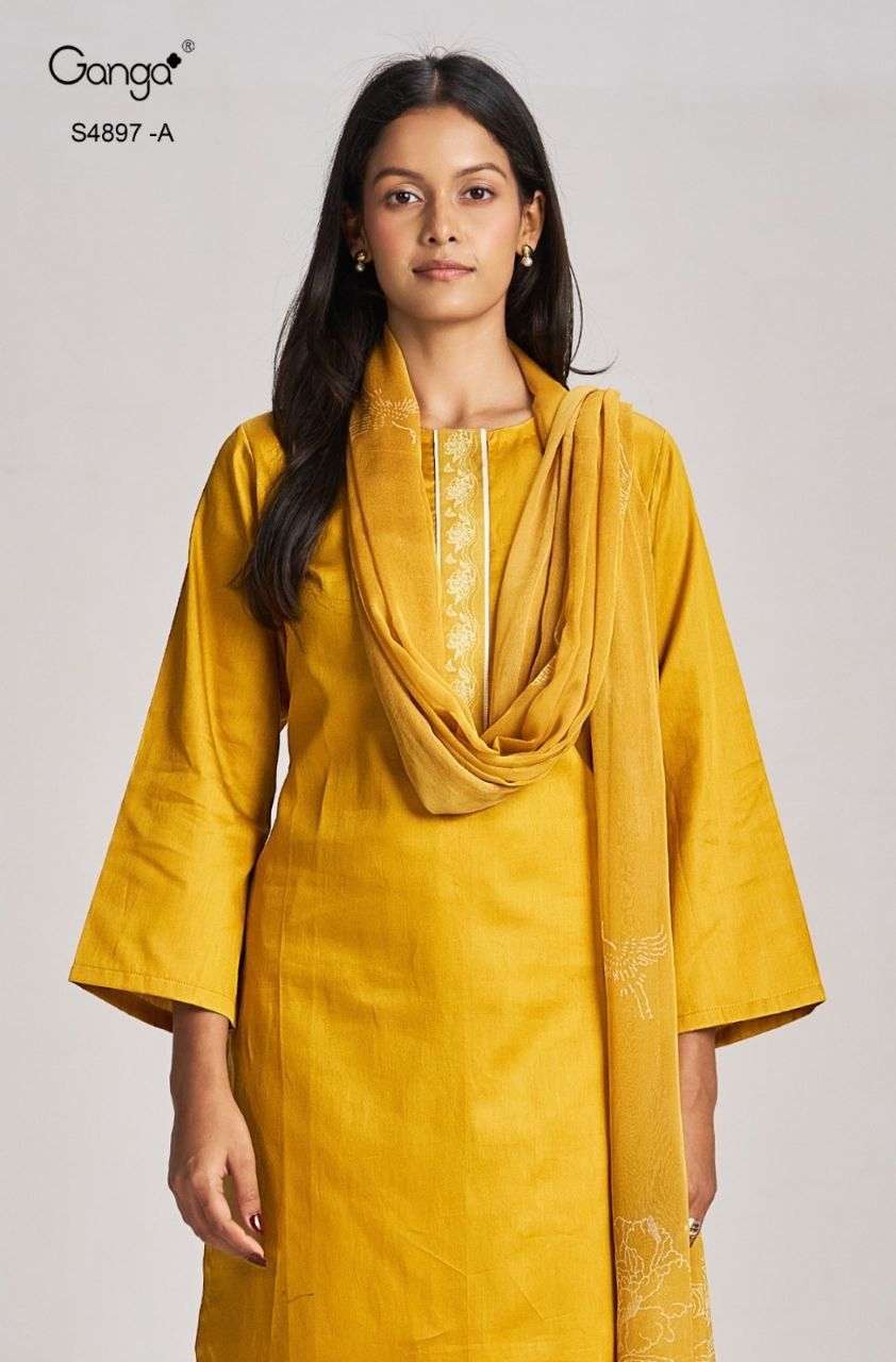 Ganga Fashion Habiba 4897 Cotton Satin Dress Material Collection
