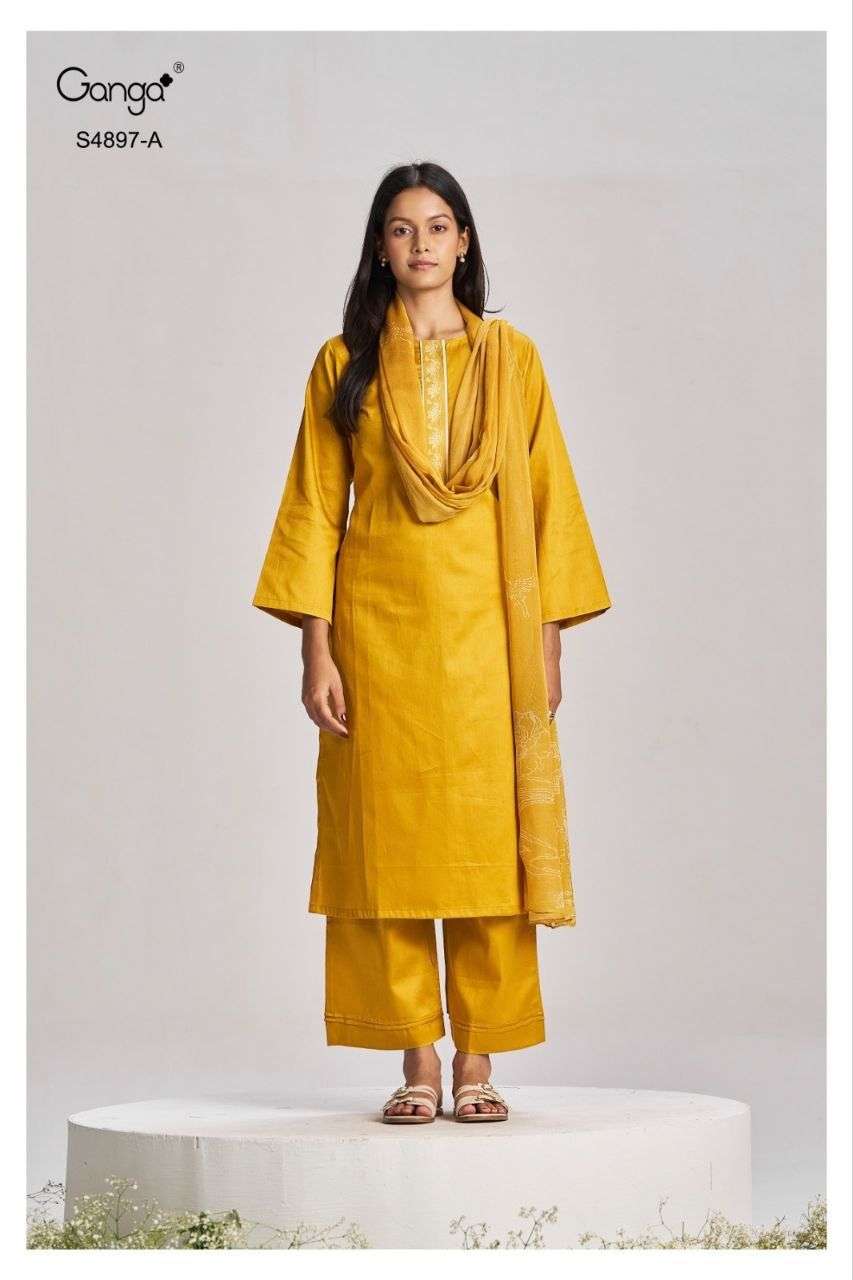 Ganga Fashion Habiba 4897 Cotton Satin Dress Material Collection