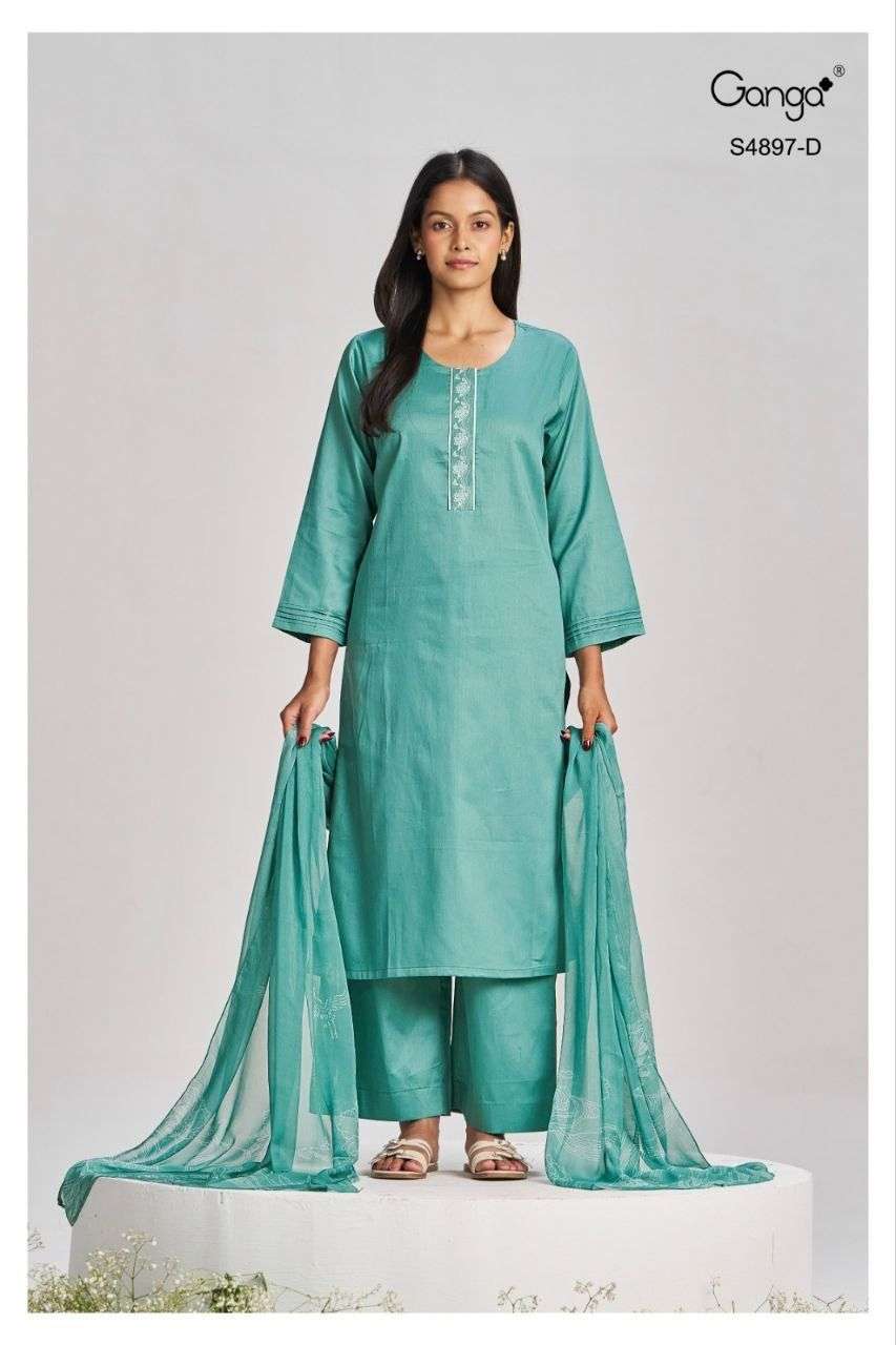 Ganga Fashion Habiba 4897 Cotton Satin Dress Material Collection