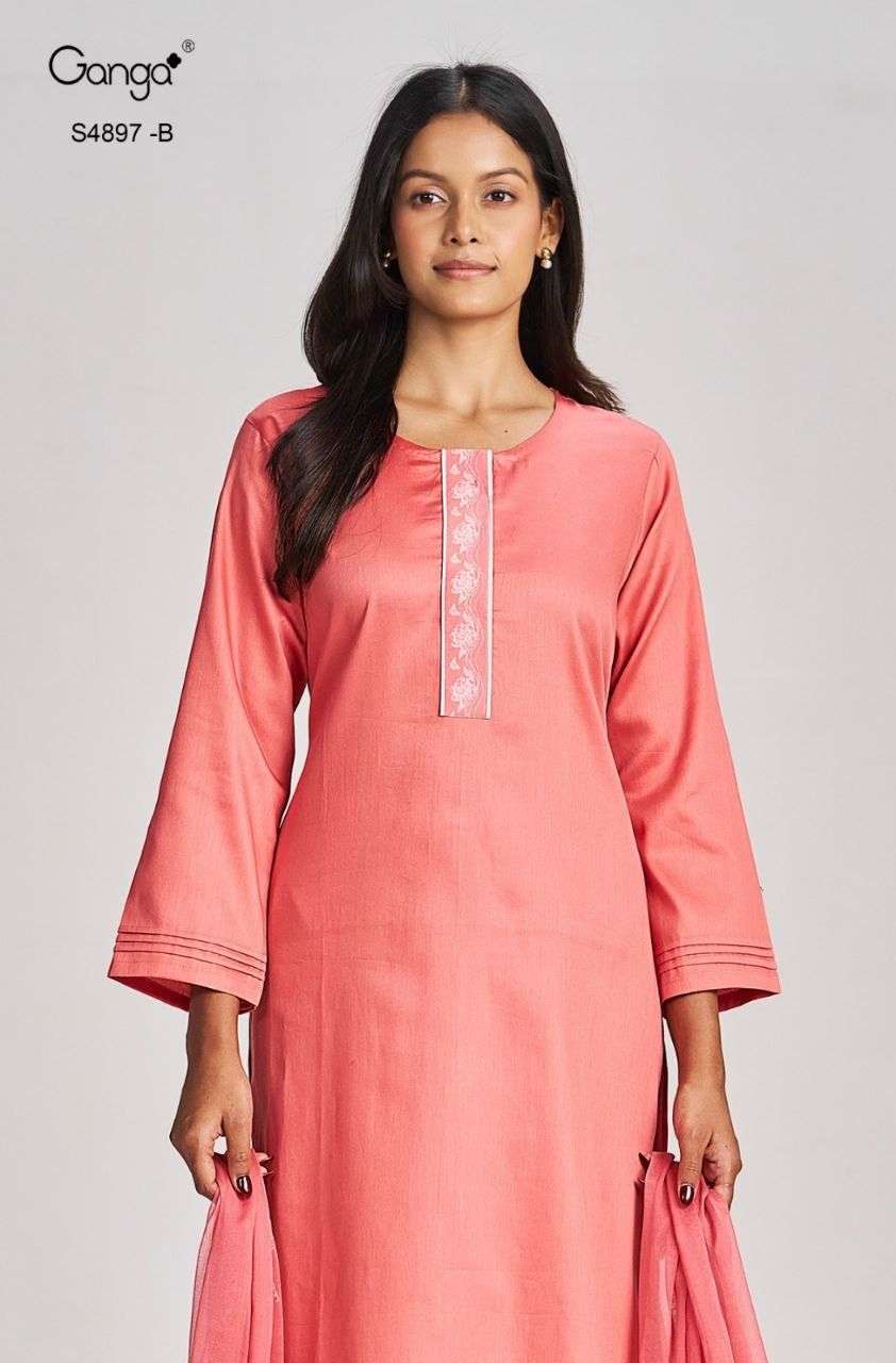 Ganga Fashion Habiba 4897 Cotton Satin Dress Material Collection