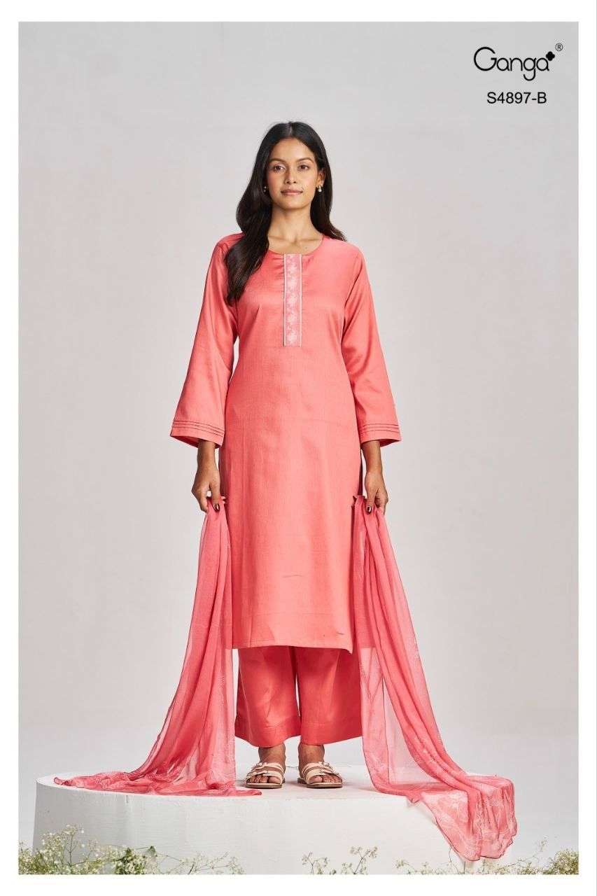 Ganga Fashion Habiba 4897 Cotton Satin Dress Material Collection