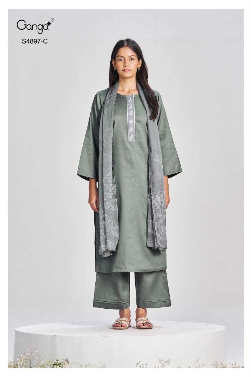 Ganga Fashion Habiba 4897 Cotton Satin Dress Material Collection