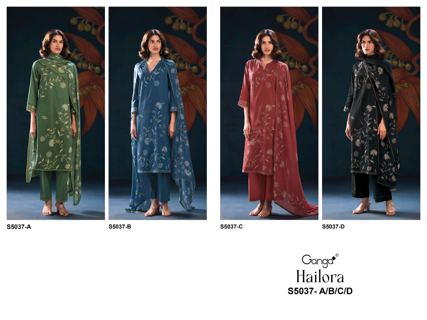Ganga Fashion Hailora 5037 Premium Cotton Satin Dress Material