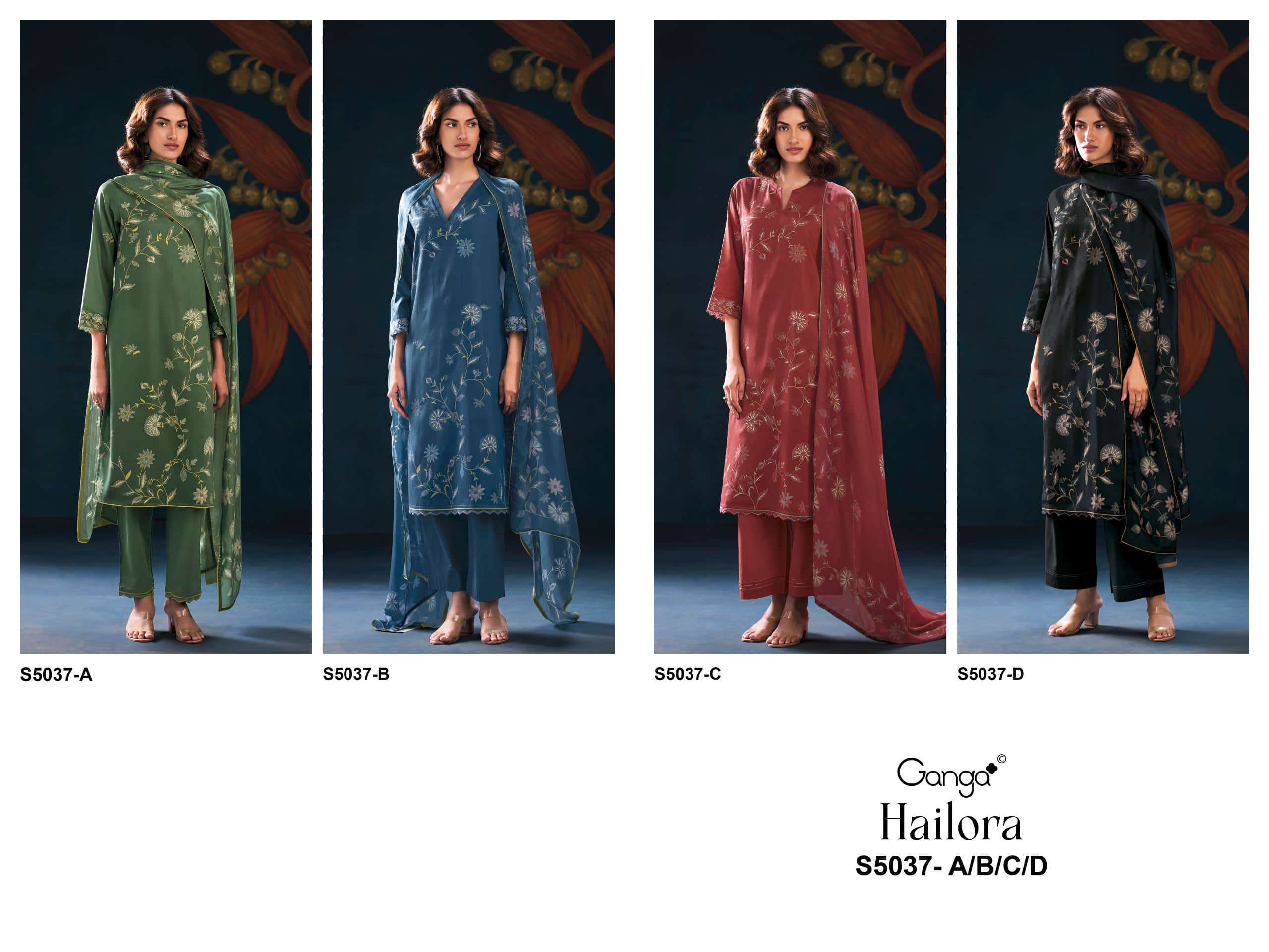 Ganga Fashion Hailora 5037 Premium Cotton Satin Dress Material
