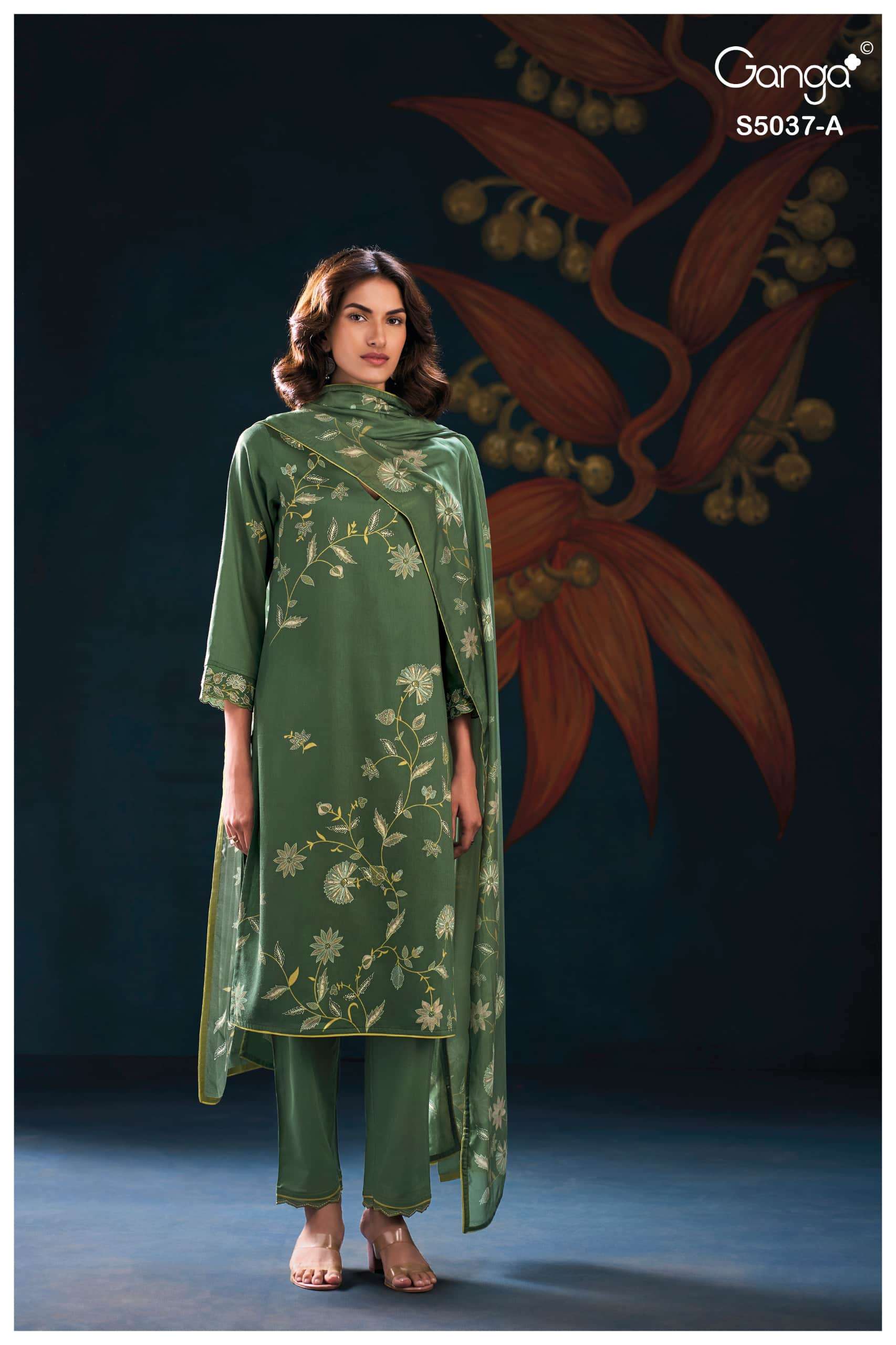 Ganga Fashion Hailora 5037 Premium Cotton Satin Dress Material