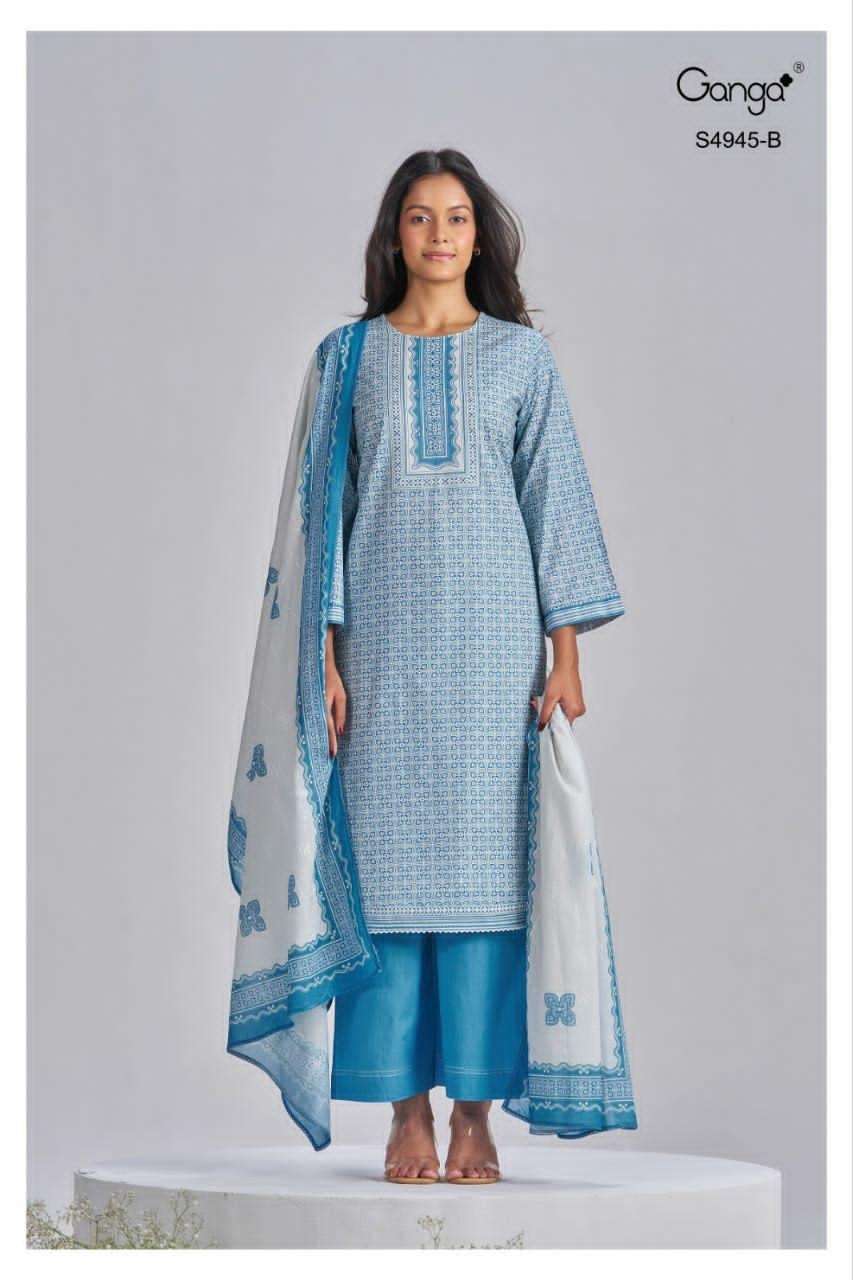 Ganga Fashion Hanima 4945 Premium Cotton Dress Material - Amrah Wholesale