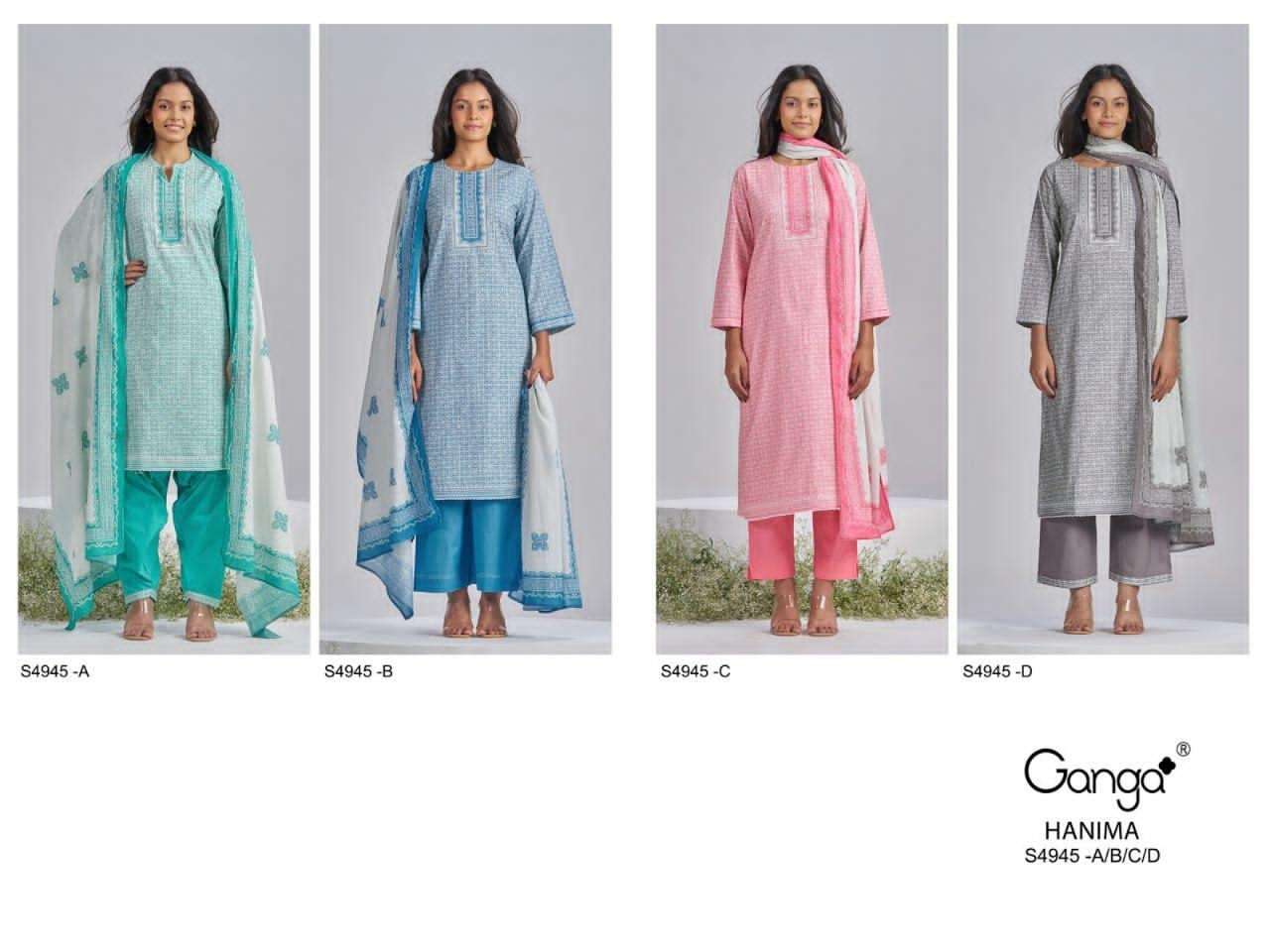 Ganga Fashion Hanima 4945 Premium Cotton Dress Material - Amrah Wholesale
