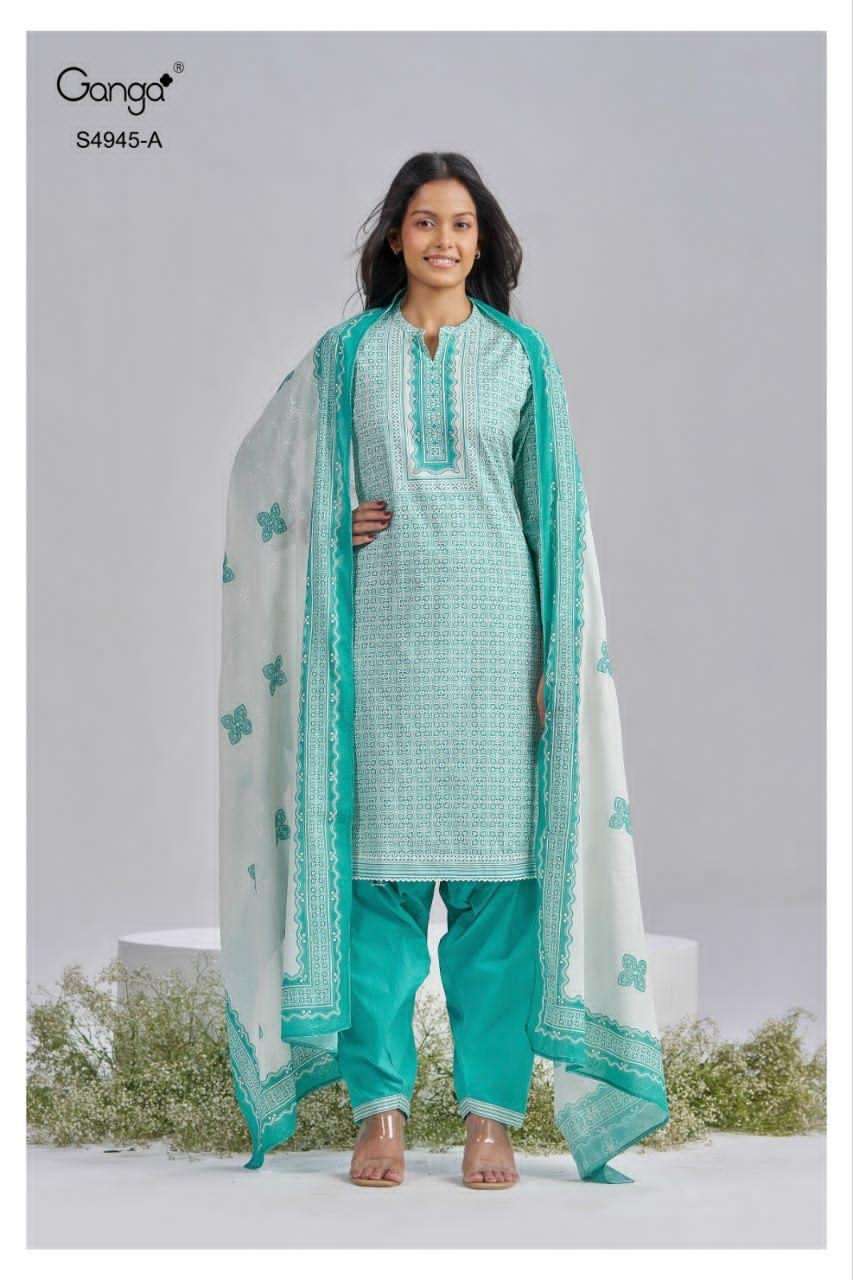 Ganga Fashion Hanima 4945 Premium Cotton Dress Material - Amrah Wholesale