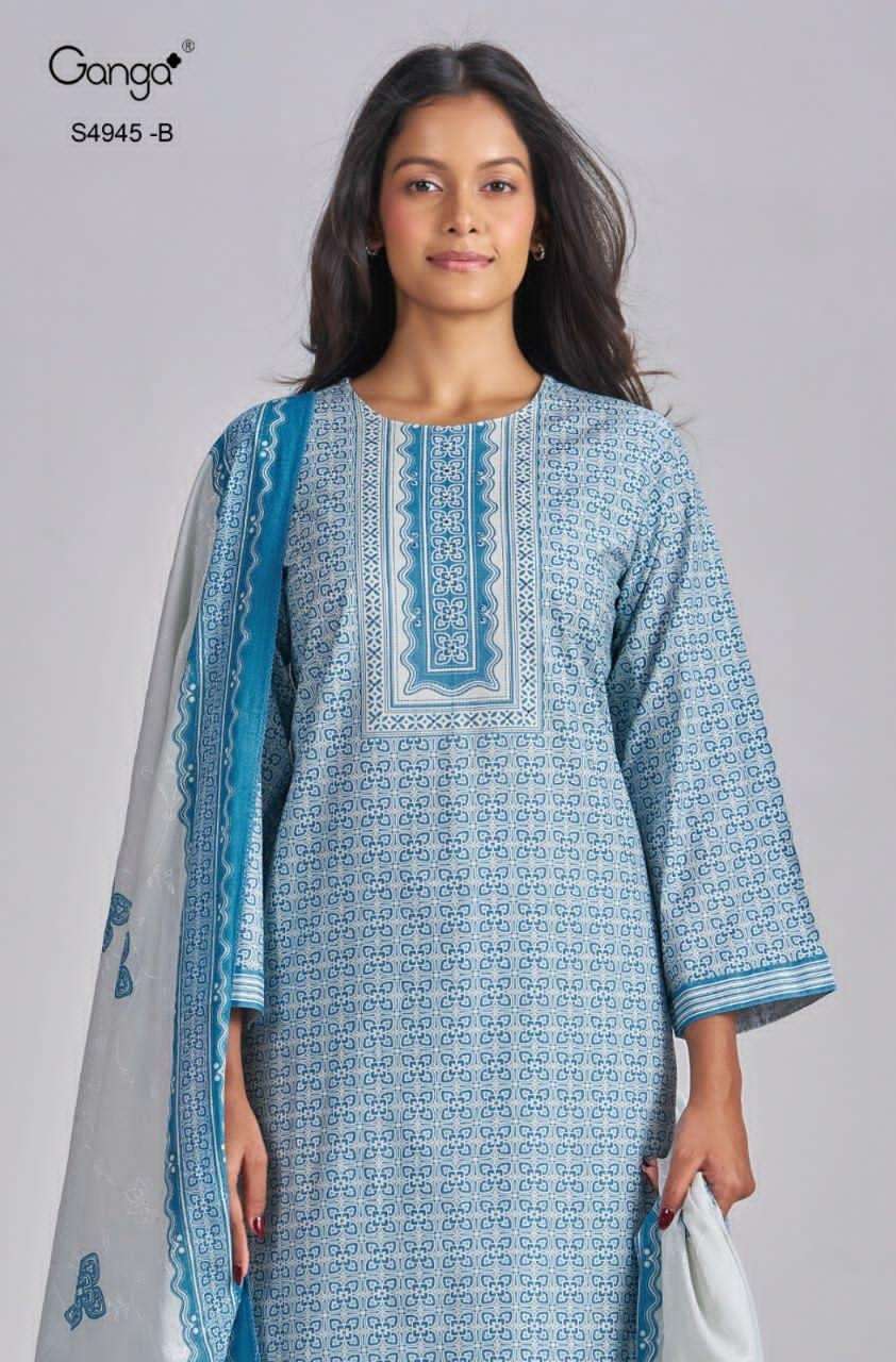 Ganga Fashion Hanima 4945 Premium Cotton Dress Material - Amrah Wholesale