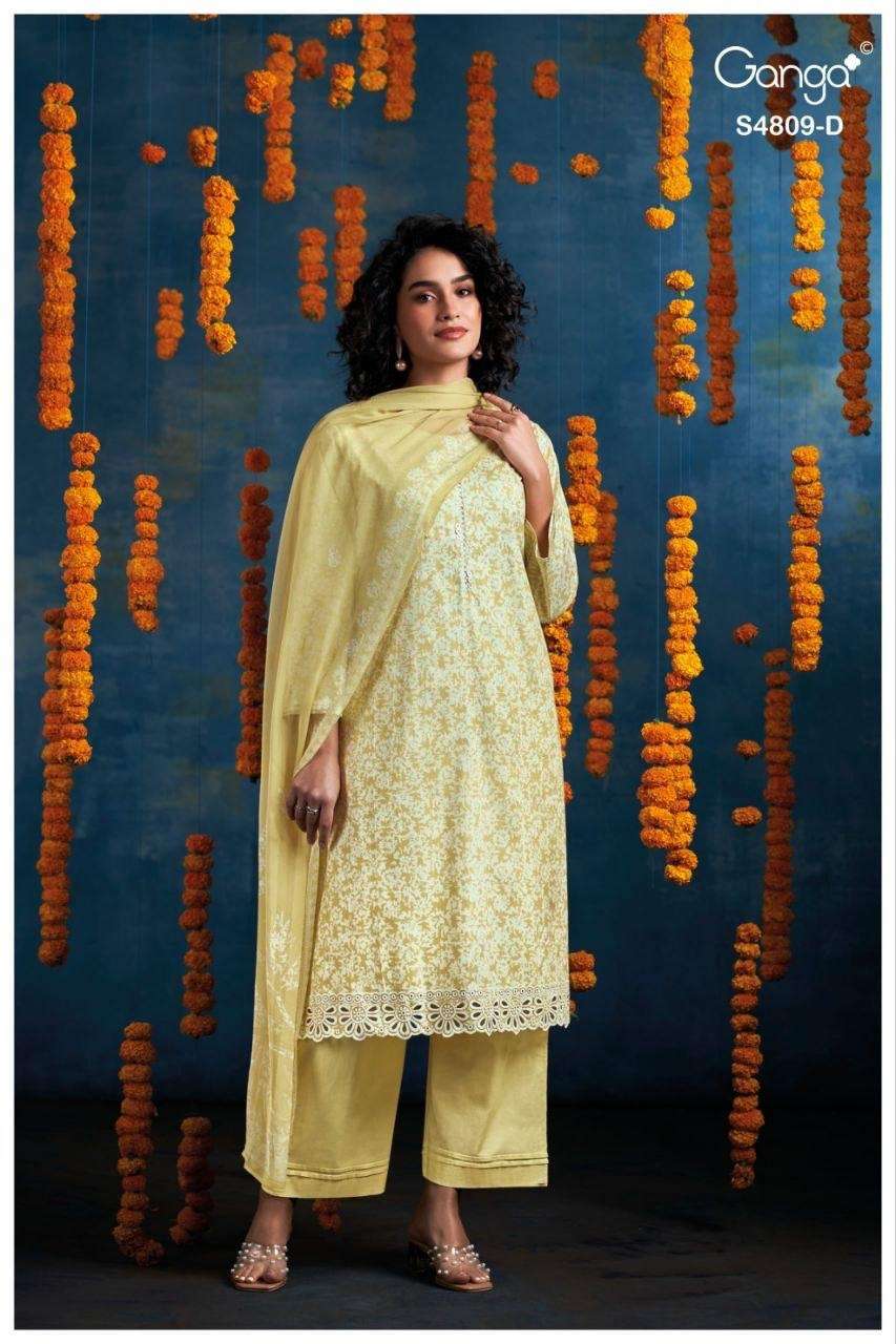 Ganga Fashion Hespera 4809 Premium Cotton Dress Material - Amrah Wholesale