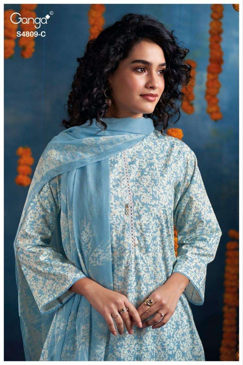 Ganga Fashion Hespera 4809 Premium Cotton Dress Material - Amrah Wholesale