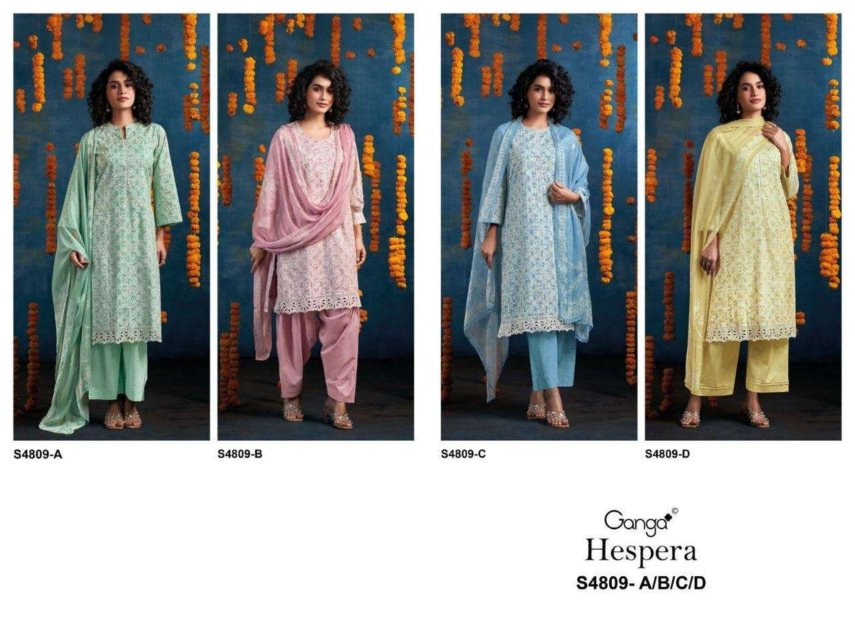 Ganga Fashion Hespera 4809 Premium Cotton Dress Material - Amrah Wholesale