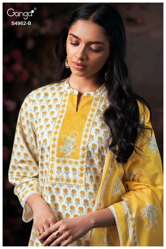 Ganga Fashion Hiranshi 4962 Premium Cotton Dress Material - Amrah Wholesale