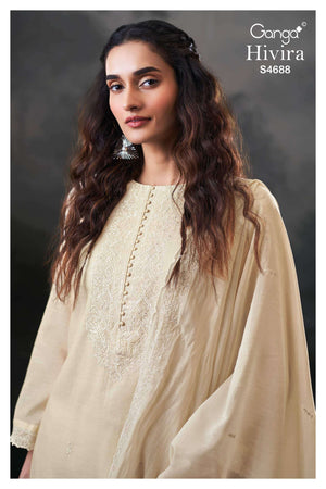 Ganga Fashion Hivira 4688 Mal Chanderi Dress Material - Amrah Wholesale