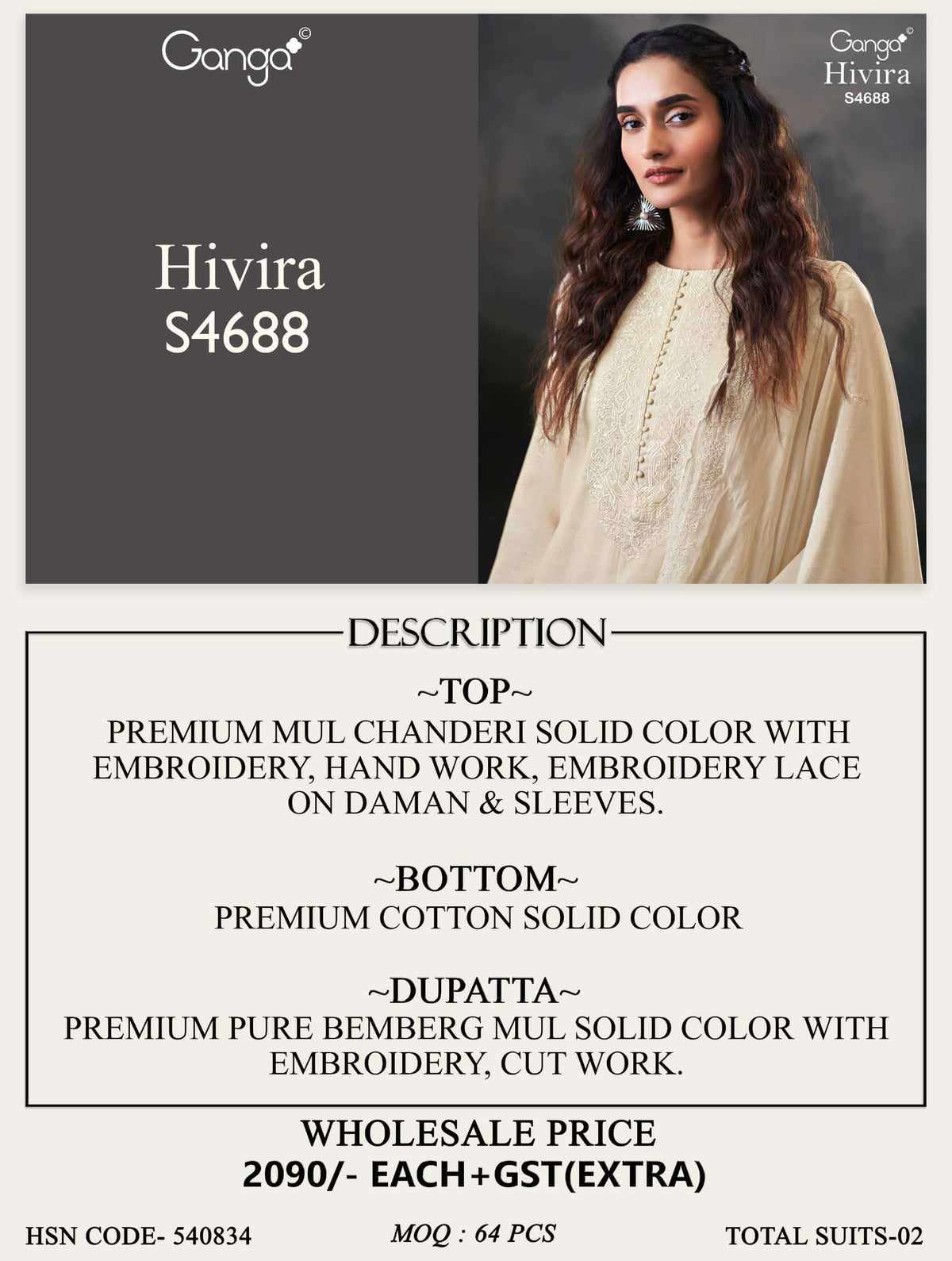 Ganga Fashion Hivira 4688 Mal Chanderi Dress Material - Amrah Wholesale