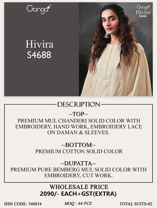 Ganga Fashion Hivira 4688 Mal Chanderi Dress Material - Amrah Wholesale