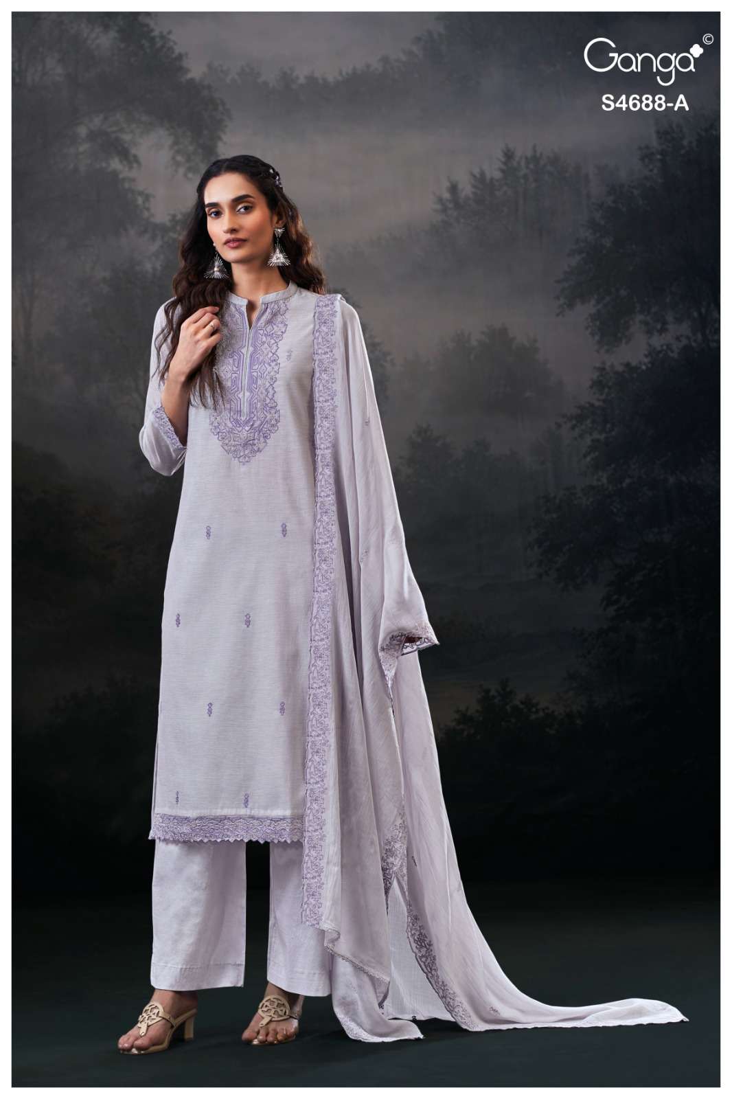 Ganga Fashion Hivira 4688 Mal Chanderi Dress Material - Amrah Wholesale