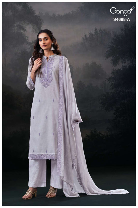 Ganga Fashion Hivira 4688 Mal Chanderi Dress Material - Amrah Wholesale