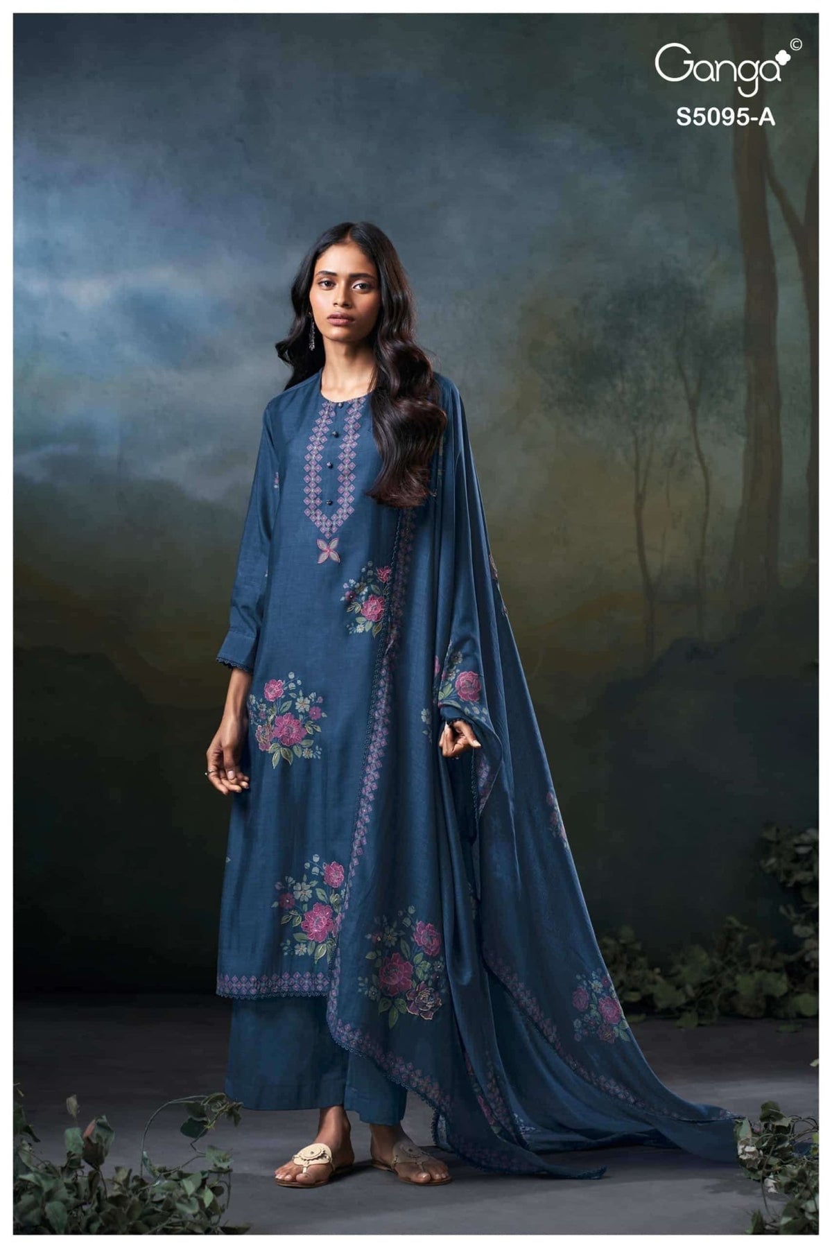 Ganga Fashion Hridisha 5095 Premium Pure Bemberg Silk Dress Material - Amrah Wholesale