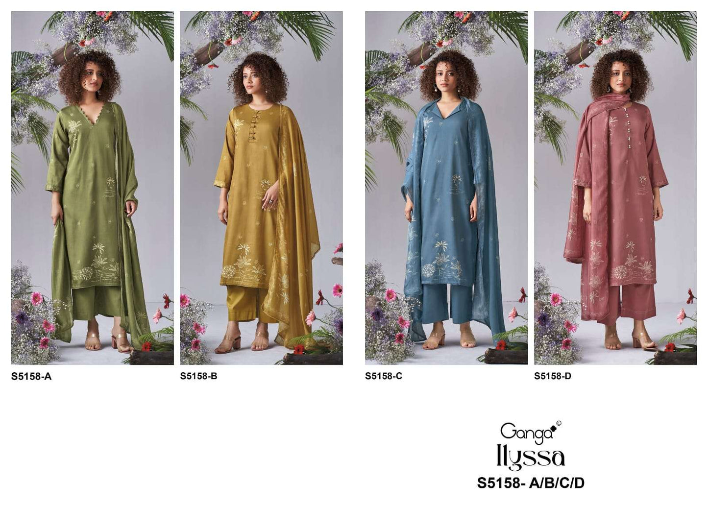 Ganga Fashion IIyssa 5158 Premium Cotton Satin Dress Material