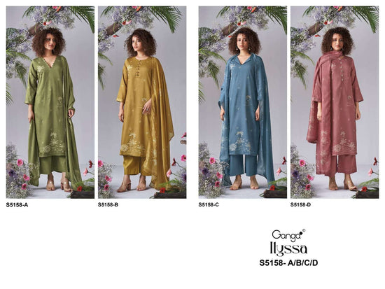 Ganga Fashion IIyssa 5158 Premium Cotton Satin Dress Material