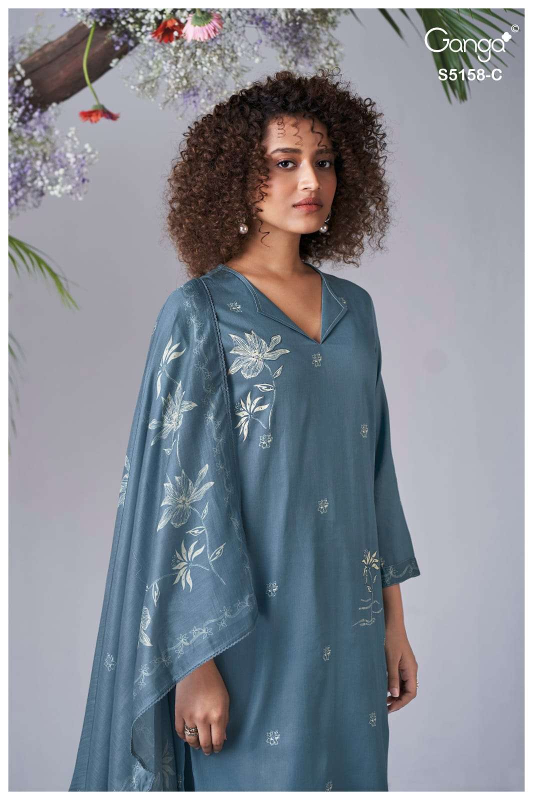 Ganga Fashion IIyssa 5158 Premium Cotton Satin Dress Material