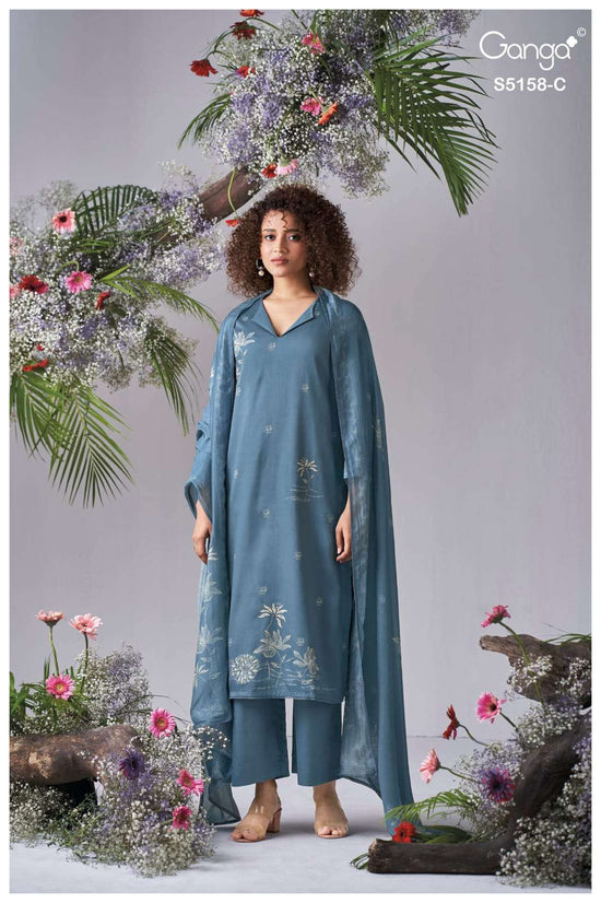 Ganga Fashion IIyssa 5158 Premium Cotton Satin Dress Material