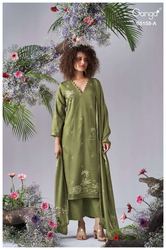 Ganga Fashion IIyssa 5158 Premium Cotton Satin Dress Material